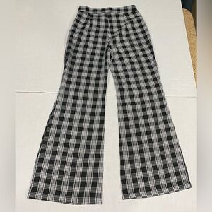 Cider Black and White Plaid Flare Pants
